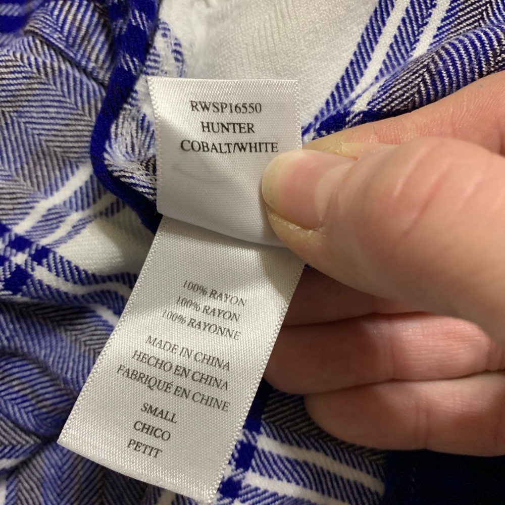 Rails Long Hunter Sleeve Button Down Cobalt/Whiter - Picture 8 of 8